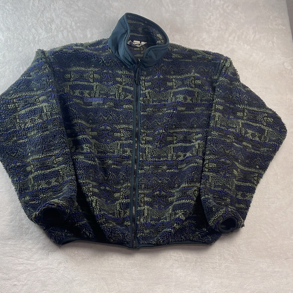 Columbia Sportswear Men's Fleece Jacket Green Blue Size XL Vintage Made in USA
